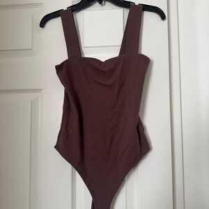 NUUDS square neck brown Bodysuit Small